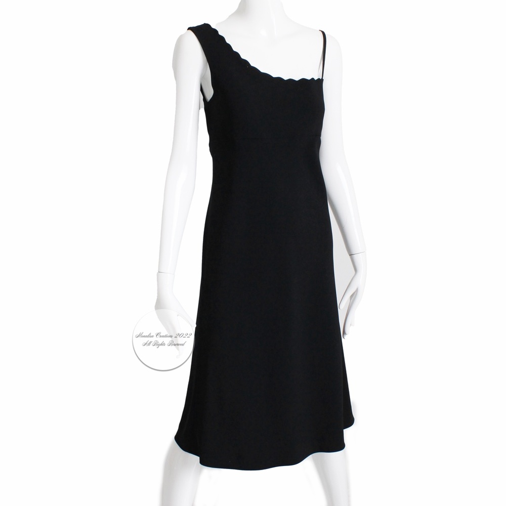 Sonia Rykiel Dress One Shoulder Scallop Collar Little Black Dress Vintage 90s